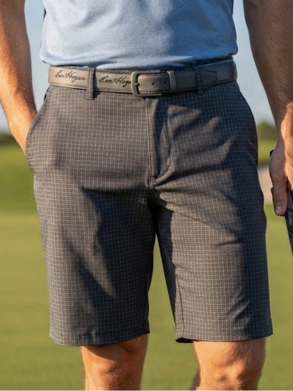 Hogan Men's Charcoal Grid Flat-Front Shorts